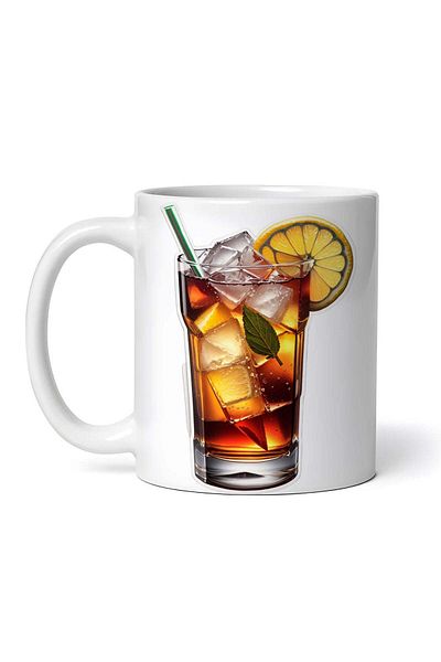 OEM Cană albă personalizată, Long Island Iced Tea Mentă Cocktail, INOVATIX®. 330ml