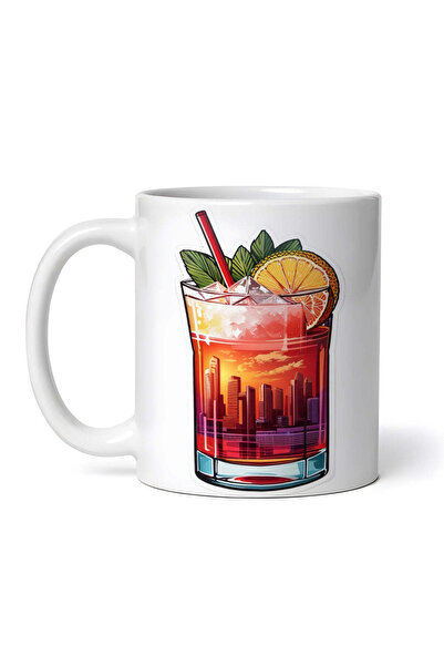 OEM Cană albă personalizată, Cocktail Singapore Sling, Inovatix®. 330 ml