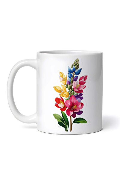 OEM Cană albă personalizată, crenguță de lupin, Inovatix®. 330 ml