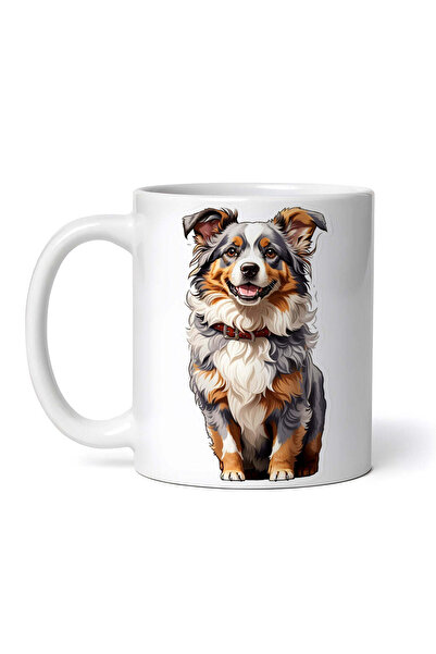 OEM Cană albă personalizată, Ciobănesc american miniatural cu zgardă, Inovati...