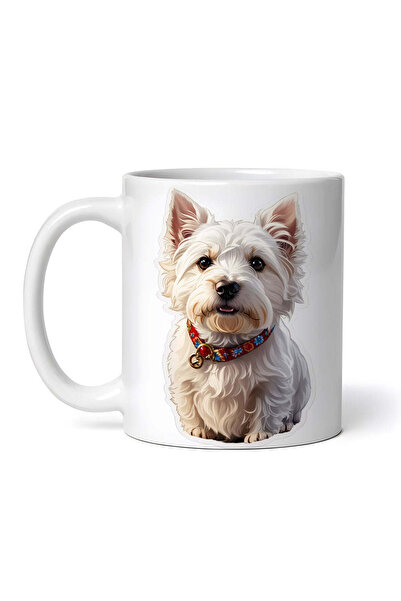 OEM Εξατομικευμένη λευκή κούπα, σκύλος West Highland Terrier με κολάρο, INOVA...