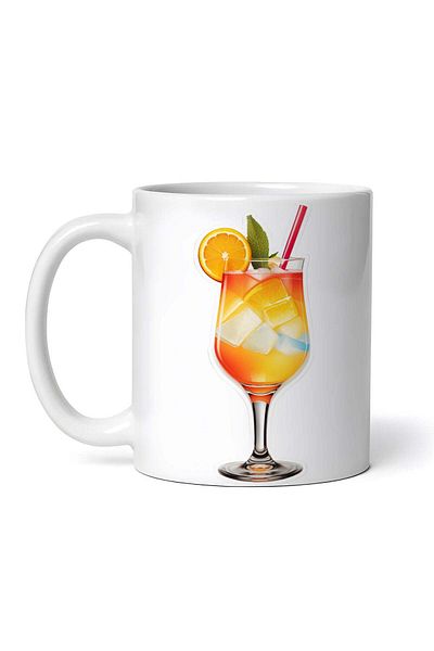 OEM Personalized White Mug, Harvey Wallbanger Cocktail With Ice, Inovatix®. 330ml
