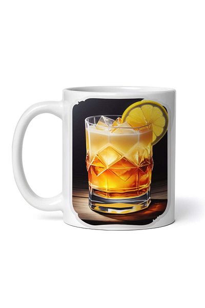 OEM Personalized White Mug, Whiskey Sour Cocktail With Ice, Inovatix®. 330ml