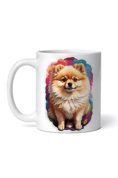 OEM Cană albă personalizată, câine Pomeranian, INOVATIX®. 330ml