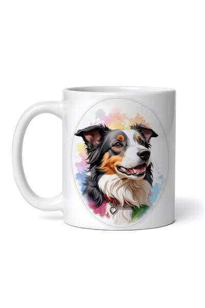 OEM Cană albă personalizată, câine Border Collie, INOVATIX®. 330 ml