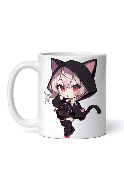 OEM Cană albă personalizată, pisică Chibi Girl Cat, INOVATIX®. 330 ml