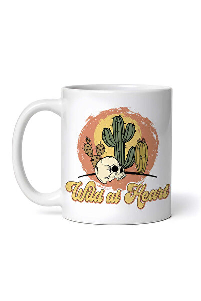 OEM Cană albă personalizată, craniu și cactuși Wild at Heart, INOVATIX®. 330ml