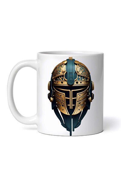 OEM Cană albă personalizată, Cască de luptător, Inovatix®. 330 ml