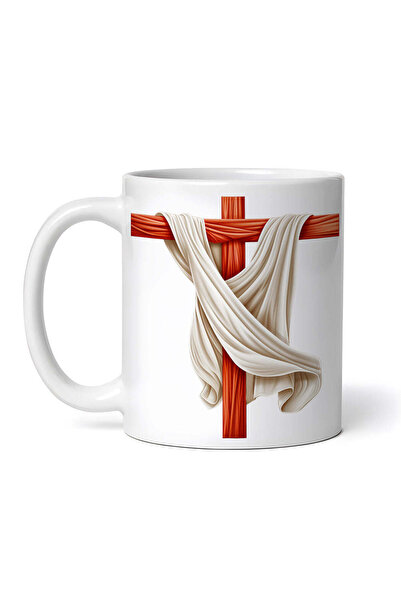 OEM Εξατομικευμένη Λευκή Κούπα, Τίμιος Σταυρός με Κύμα, Inovatix®. 330ml