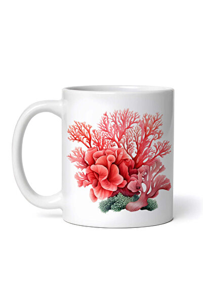 OEM Cană albă personalizată, coral roșu și plante marine verzi, Inovatix®. 33...