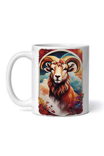 OEM Cană albă personalizată, cap de berbec, simbol zodiacal Berbec, Inovatix®...