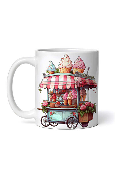 OEM Cană albă personalizată, Cărucior cu înghețată, INOVATIX®. 330ml