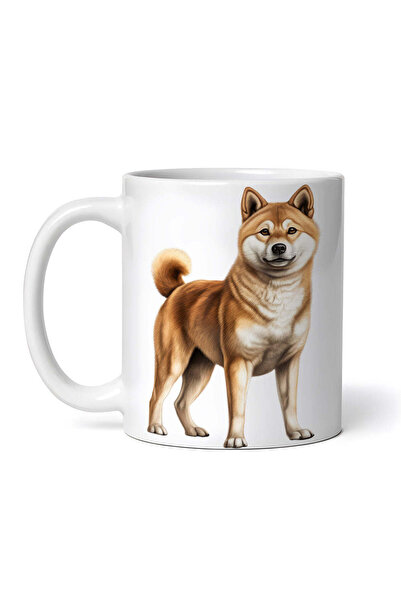 OEM Cană albă personalizată, câine Shiba Inu cu sprâncene albe, INOVATIX®. 330ml