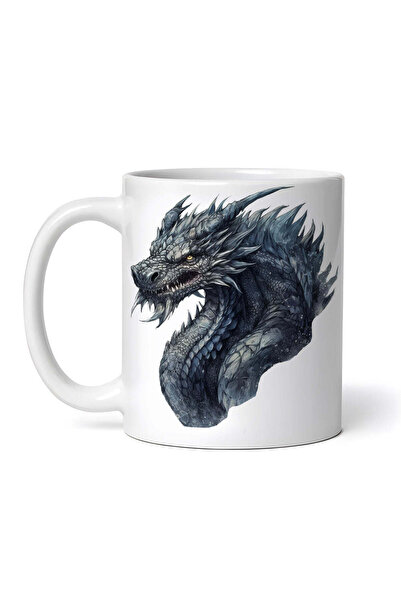 OEM Εξατομικευμένη λευκή κούπα, κεφάλι θυμωμένου δράκου, INOVATIX®. 330ml