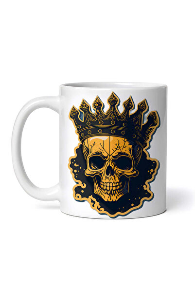 OEM Cană albă personalizată, Craniu de Rege, Inovatix®. 330 ml