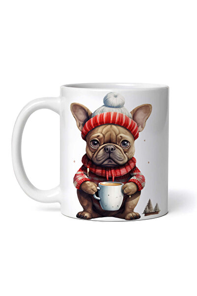 OEM Εξατομικευμένη λευκή κούπα, το γαλλικό μπουλντόγκ πίνει καπουτσίνο, INOVA...