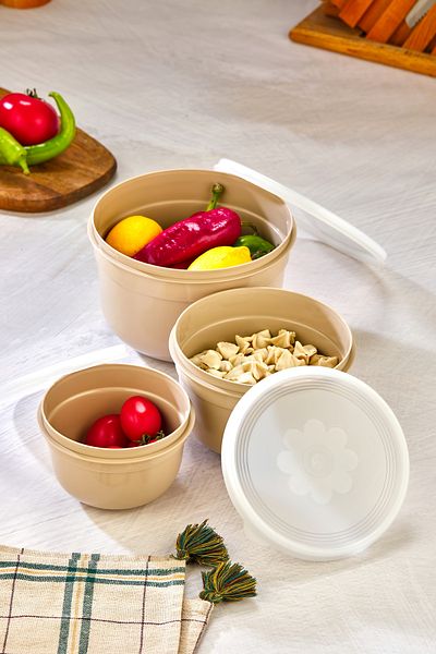 Espas Home 3-Piece Airtight Storage Container - Cream