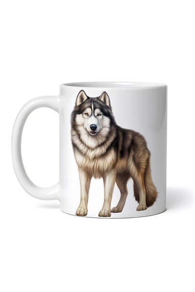 OEM Cană albă personalizată, câine Husky Siberian, INOVATIX®. 330 ml