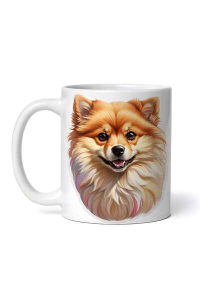 OEM Cană albă personalizată, câine Pomeranian, INOVATIX®. 330ml