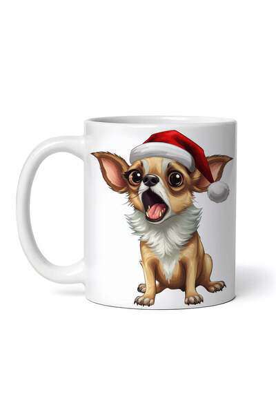 OEM Εξατομικευμένη Λευκή Κούπα, Τσιουάουα με Χριστουγεννιάτικο Σκουφάκι, Inov...