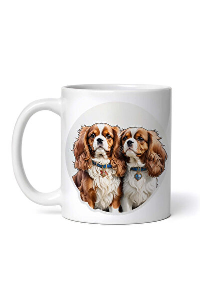 OEM Εξατομικευμένη Λευκή Κούπα, Σκύλοι Ράτσας Σπάνιελ με Μενταγιόν, Inovatix®...