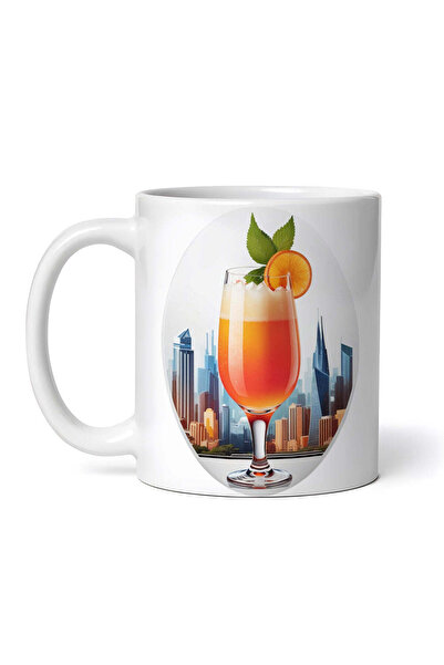 OEM Cană albă personalizată, cocktail cu mentă și portocale, INOVATIX®. 330ml