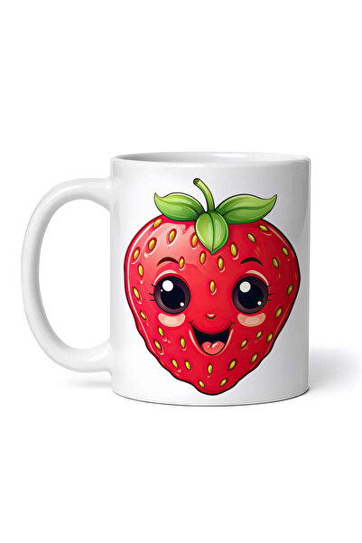 OEM Cană albă personalizată, căpșună zâmbitoare, Inovatix®. 330 ml