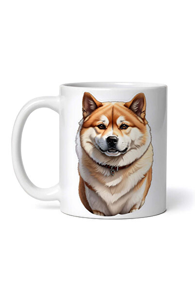 OEM Cană albă personalizată, câine Akita Inu cu zgardă, Inovatix®. 330 ml