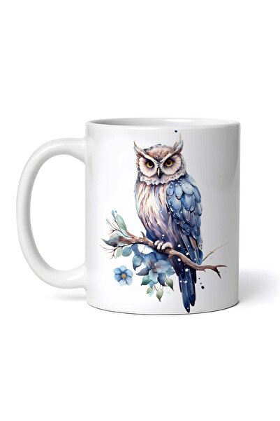 OEM Cană albă personalizată, Bufniță maro, INOVATIX®. 330ml