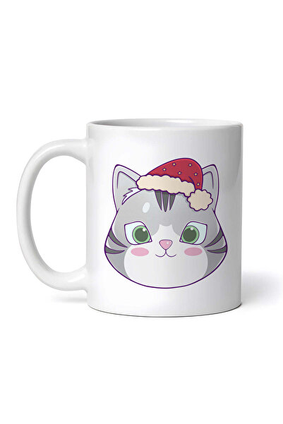 OEM Cană albă personalizată, cap de pisică de Crăciun, Inovatix®. 330 ml