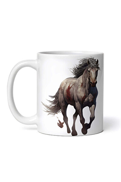 OEM Cană albă personalizată, Cal cu pete roșii, INOVATIX®. 330ml