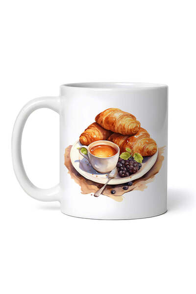 OEM Εξατομικευμένη Λευκή Κούπα, Κρουασάν Καφέ και Φρούτα, Inovatix®. 330ml