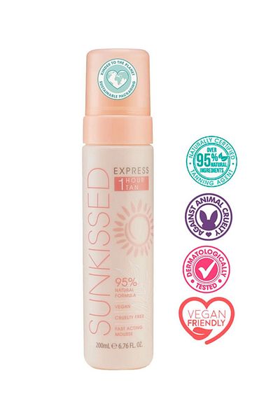 Sunkissed Self-tan Professional Self-tanning Foam, 1h Tan, 95% Ingredients, 200 ml