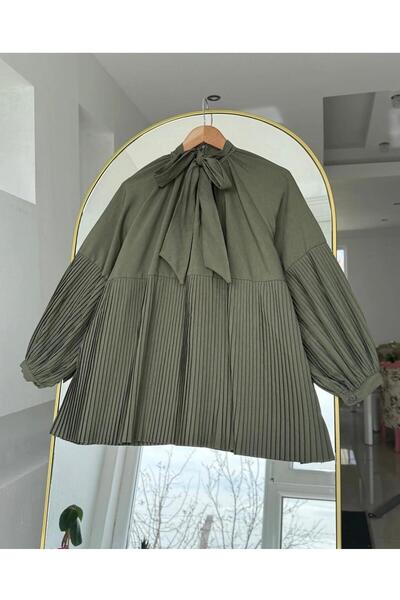 cies boutique Yaka bağlamalı piliseli gömlek