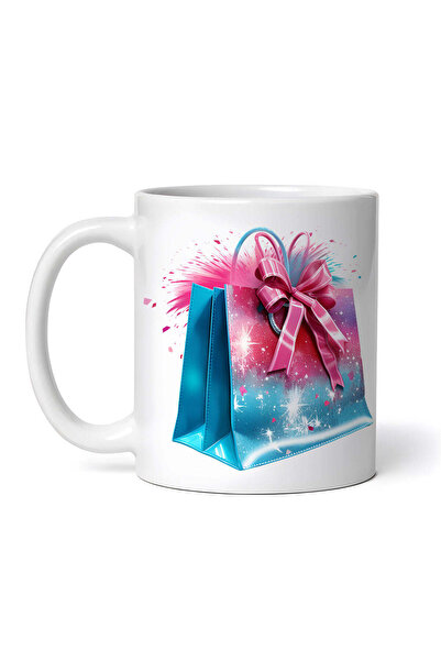 OEM Cană albă personalizată, pungă cadou roz albastru de Crăciun, INOVATIX®. ...