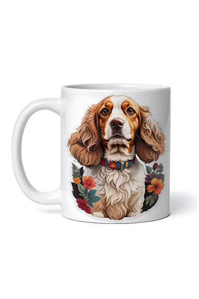 OEM Cană albă personalizată, câine Cocker Spaniel cu zgardă, INOVATIX®. 330ml