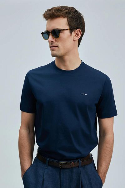 Lufian Μπλουζάκι Bran Modern Graphic Navy Blue