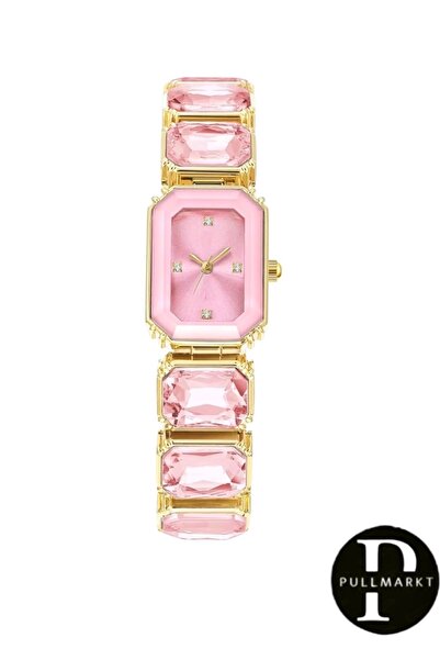 pullmarkt سلسلة نموذج الحجر - ساعة يد نسائية بتفاصيل حجرية كبيرة