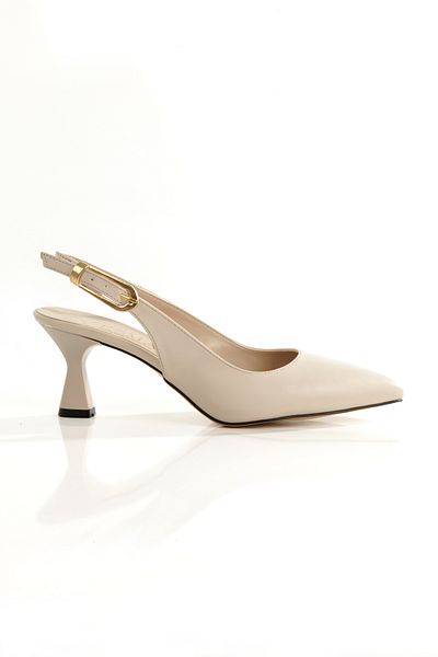 Ayakkabı Podyumum '' Dai̇si̇'' Skin Skin Pointed Toe Back Open Large Buckle 5 cm Goblet Heel New Season