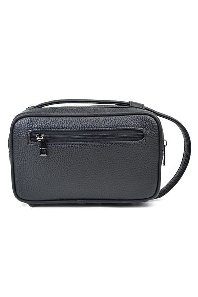 en deri Men's Black Multi-Compartment Adjustable Belt Portfolio Handbag