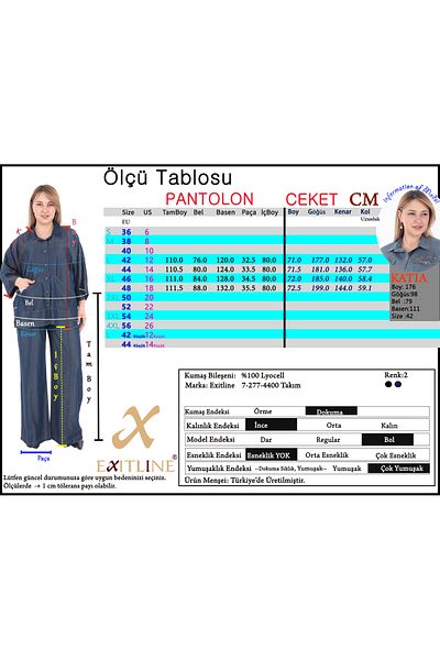 EXİTLİNE Women's Two Piece Summer Suit Jacket Pants