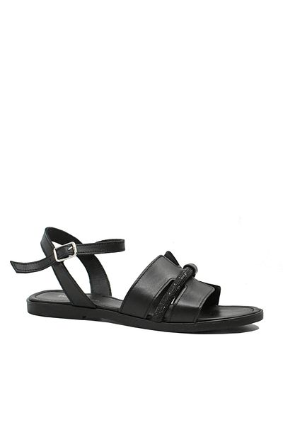 Dogati Sandale Dogati joase cu strasuri, negre, din piele naturală MIR 221