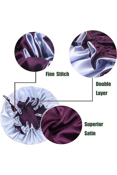 Hair System Double-Layer Silk Satin Cap from Hair System - Purple