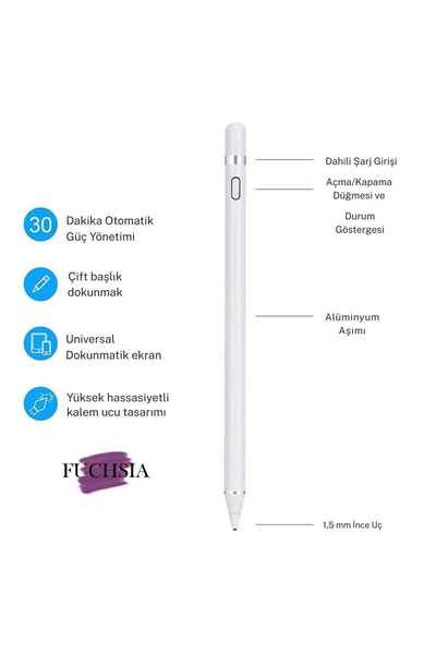 Fuchsia Honor Pad X8a 11'' inç 2024 Uyumlu Tablet Kalemi Yazım ve Çizim için Kapasitif Tablet Kalemi