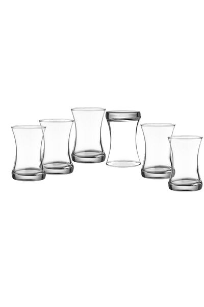 Dania Turkish Transparent Plain Glass Tea Set, 6 Pieces, 155 ml
