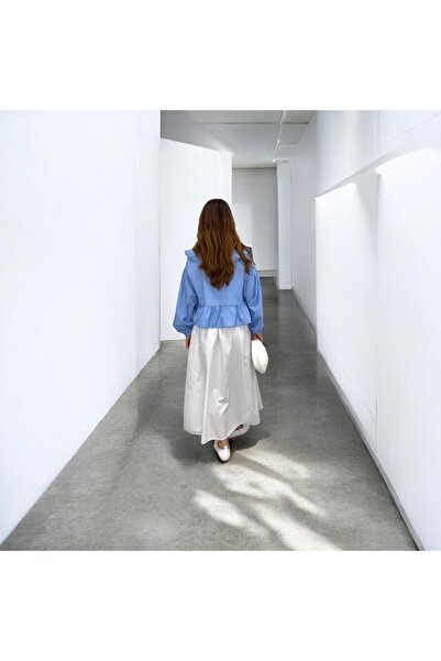 La MatildaLingerie Elastic Waist Bagless Cotton Poplin White Skirt