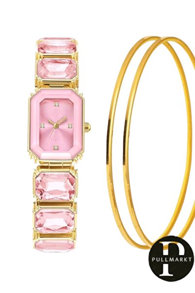 pullmarkt 2 Adet Ajda Bilezik Bileyzik Bileklik 1 Adet Taş Model - Kadın Kol Saati