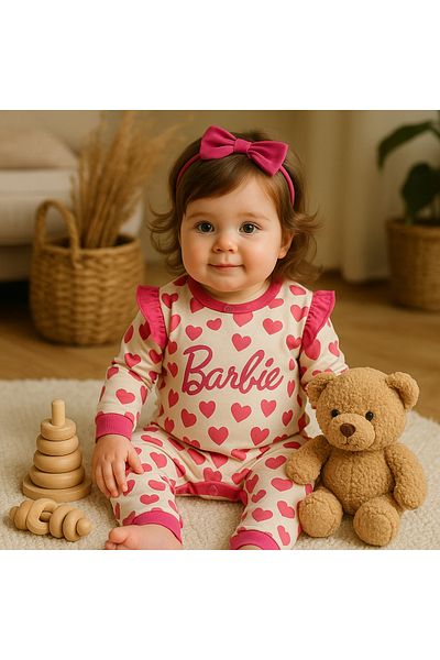 baume clothes Printed Pink Baby Girl Organic Jumpsuit