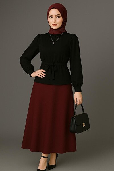 CNG MODA Cămașă cu mâneci adunate și curea