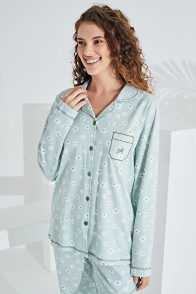 Etoile Σετ γυναικεία πιτζάμα με μακρύ μανίκι και κουμπιά μπροστά από 100% βαμβάκι - 98228-29